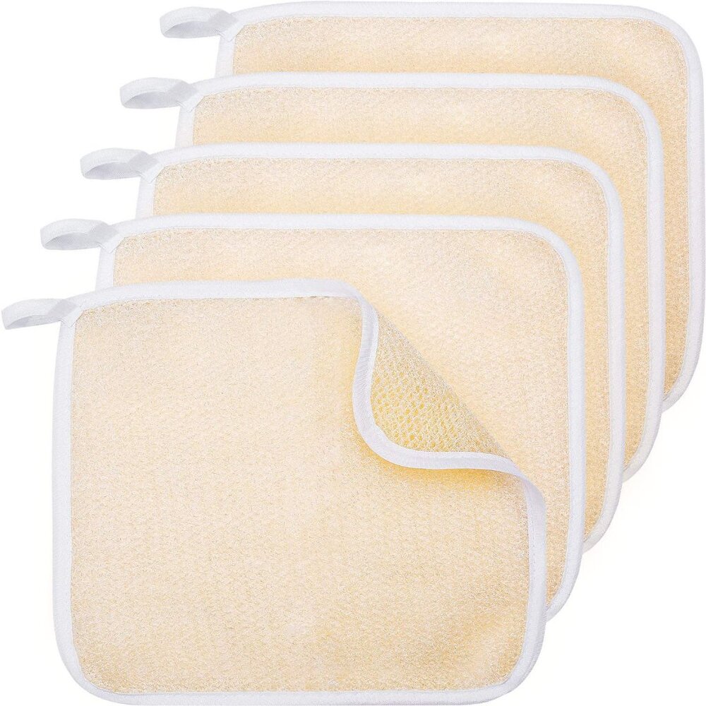 Exfoliating Face and Body Wash Bath Scrub Soft Weave Bath Towel Two Sides(5 Pcs)